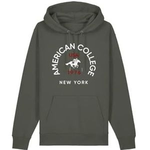 AMERICAN COLLEGE USA Sweatshirt om aan te trekken, kaki, voor heren, maat XL, Groen, XL