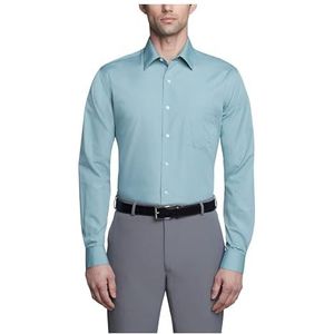 Van Heusen Heren overhemd getailleerd poplin effen, Ocean Mist