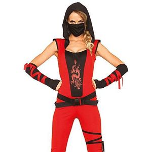 Leg Avenue 85384 - Ninja Assassin Damen kostüm, Größe Large (EUR 40), Damen Karneval Kostüm Fasching, Red & Black