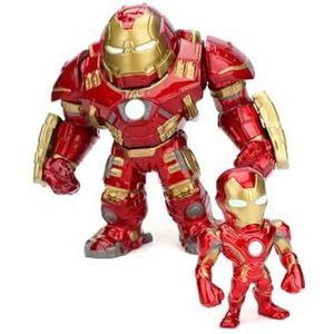 Jada Toys 253223002 - Marvel figuur Hulkbuster & Ironman, helm om te openen en te sluiten, verzamelfiguren, set, Die-cast, rood, maat:6 inch Hulkbuster& 2 inchIronman,Meerkleurig
