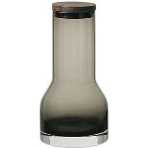 blomus -LUNGO - waterkaraf, mondgeblazen, gekleurd glas, deksel van eiken, 650 ml, kleur smoke (64171)
