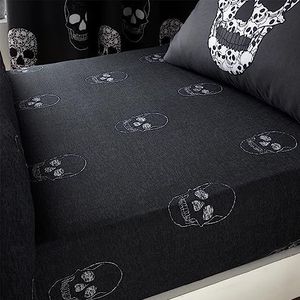 Catherine Lansfield Skulls Double Hoeslaken Grijs
