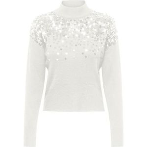 ONLALBA LS Sequins High Neck KNT, Cloud Dancer/Detail: sequins, L