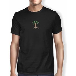 Green Fish, Basic T-shirt voor heren, 100% katoen, regular fit, Digital Icon Printed, maat: XL, kleur: zwart, zwart, XL
