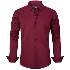 J.Ver Overhemd met knopen voor heren, Bourgondy Rood, 3XL