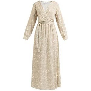 NAEMI Dames maxi-jurk met allover-print 10125770-NA01, beige meerkleurig, XL, Beige meerkleurig, XL