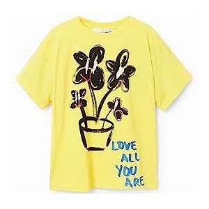 Desigual Girl's TS_Tiesto 8000 Amarillo FLUOR T-shirt, geel, 4 jaar, geel, 4 Jaar