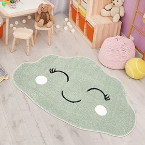 carpet city Kindertapijt wolk in mint-groen voor kinderkamer in 100x150 cm wolkvorm