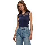minus - Top 'Vanessa' - Marine - Mouwloos - Slanke Pasvorm