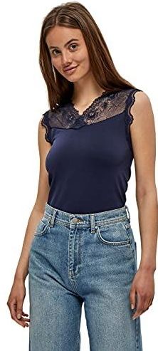 minus - Top 'Vanessa' - Marine - Mouwloos - Slanke Pasvorm