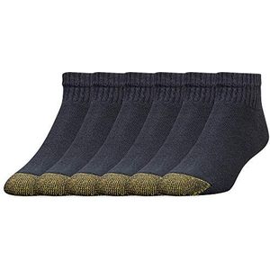 GOLDTOE Men's 656P Cotton Ankle Athletic Socks, Multipairs, Black (6-Pairs), Large