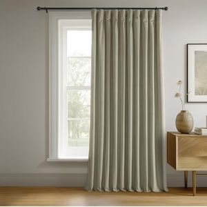HPD Signature Gordijnen, fluweel, thermische verduisteringsgordijnen, voor woonkamer, 213 cm lang (1 paneel), roedezak, isolerend, raamgordijnen, 254 x 213 cm (b x l), beige (Cool Beige)