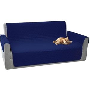 Comart, Majestic Bankovertrek voor bank, universeel, met armleuningen, gewatteerd, omkeerbaar, machinewasbaar, antislip, krasbestendig, voor huisdieren (blauw, 3-zits