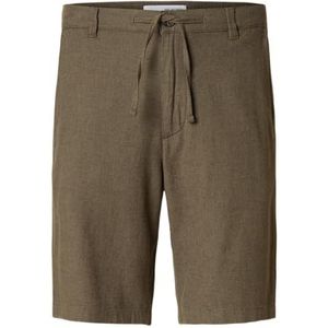 SELECTED FEMME Slhregular-Brody Linen Shorts Noos, Forest Night, M