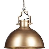 Relaxdays hanglamp industrieel, shabby, decoratie voor woonkamer, LED, hangende lamp, Ø 40,5 cm, goud