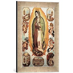 Fotolijst van 18e eeuw ""Virgen de Guadalupe"", kunstdruk in hoogwaardige handgemaakte fotolijst, 30x40 cm, zilver raya