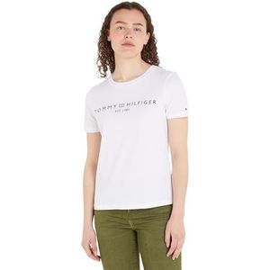 Tommy Hilfiger Dames T-shirt met ronde hals en korte mouwen, Wit (Th Optisch Wit), 3XL/stor/tall