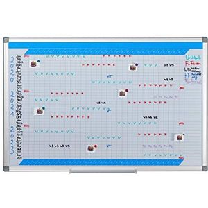 Relaxdays whiteboard planner, jaarplanner voor 3 jaren, magnetisch, pennenbakje, kantoor, thuis, planbord 60x90 cm, wit