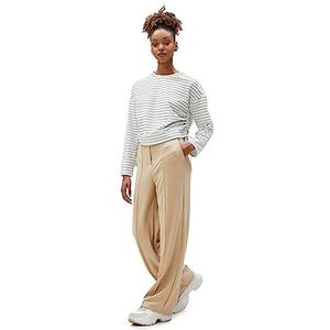 Koton Dames Crop Crew Neck Shirred Long Sleeve Sweatshirt, ecru streep (0s1), S