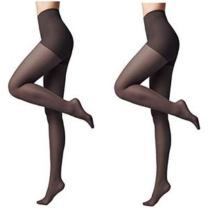 Conte elegant 2-pack modellerende panty's voor dames - stimuleert de bloedsomloop, vormende panty's, dunne damespanty's - ACTIVE 40 kleur bruin maat 12 Zwart Maat 3