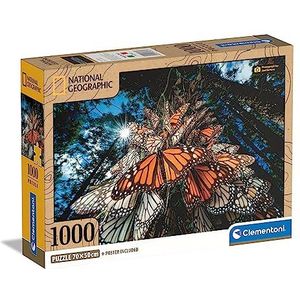 Clementoni - 39732 - Puzzel National Geographic Monarch Butterflies - Puzzel 1000 Stukjes, Puzzel Voor Volwassenen en Kinderen, 14-99 Jaar, Gemaakt in Italië