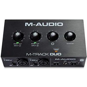 M-Audio M-Track Duo - Audio-interface/USB-geluidskaart voor opname, streaming, podcast met XLR-, lijn- en DI-ingangen en softwarepack