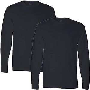 Fruit of the Loom Men's Long Sleeve T-Shirt (2 Pack), Black, Small