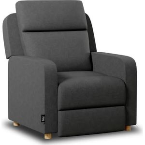 Nalui - Relaxstoel One Fabric (77 x 87 x 98 cm) met handmatige push-opening en versterkte structuur. Fauteuil voor de woonkamer, met stof bekleed met 160 graden helling, donkergrijs