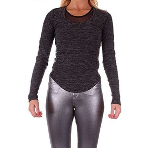 Calvin Klein Jeans Dames Lane HWK Cn L/S Spac shirt met lange mouwen, grijs (Black Heather 901), L