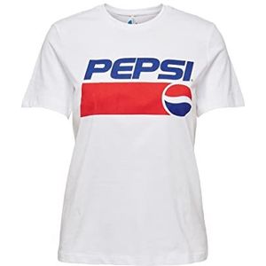ONLY Dames ONLPEPSI REG S/S TOP Box JRS T-shirt, helder wit/print: logo, XS