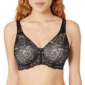 Maidenform Lilyette Beautiful Support Lace Minimizer voor dames, Black/Champagne Shimmer, 75E