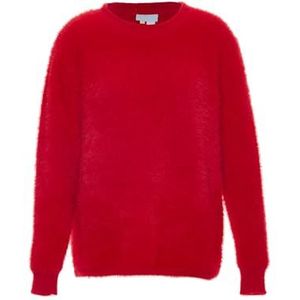 Poomi Dames Effen Casual Comfortabele Trui Acryl Rood Maat XL/XXL, rood, XL