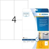 HERMA 4598 weerbest folielabels voor inkjetprinters A4 (105 x 148 mm, 10 velles, folie, mat) zelfklevend, bedrukbaar, permanente klevende stickers, 40 etiketten voor printer, wit