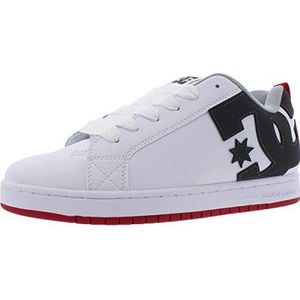 DC Shoes Court Graffik SE-M leren schoenen voor dames, wit, zwart, limoen, zachte eenheidsmaat, kleur, maat 41 EU, Wit, grijs, rood