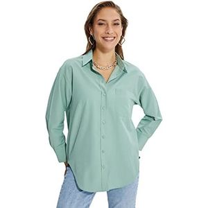 Trendyol Dames Like Boyfriend Gumps Shirt, Mint, 34