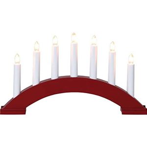EGLO Lichtboog Kerstmis met 7 kaarsen, raamkandelaar gebogen van hout in rood, lichtboog met kabel, kerstverlichting raam, E10-fitting, warm wit, 410446