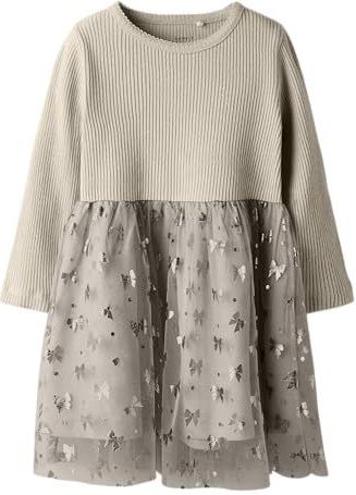 Jurk - Glitter - Ribgebreid - Lange Mouwen - Regular Fit