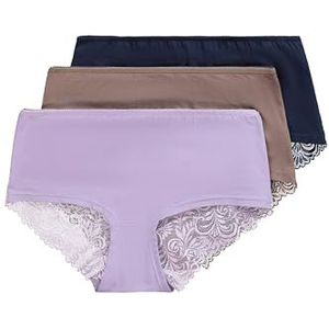 Ulla Popken, dames, grote maten, 3-delig, hipster, kant, zwart, 62/64