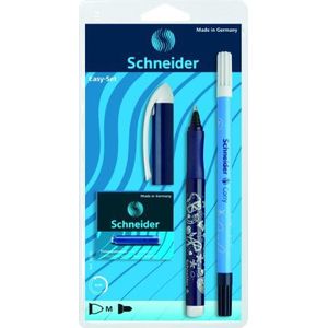 Schneider 74380 Blister met 1 Roller Easy + 1 inktblusser, 1 doos met 6 inktpatronen, blauw