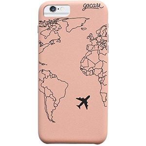 Gocase Royal Rose World Map Lines hoes | compatibel met iPhone 6 / 6S | transparant met print | siliconen doorzichtige TPU beschermhoes krasbestendig telefoonhoes | wereldkaart