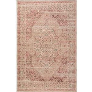 Benuta Platgeweven tapijt Frencie roze 120x180 cm - Vintage tapijt in used look