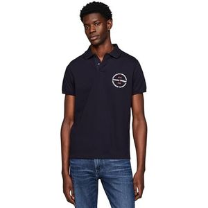 Tommy Hilfiger Heren Hilfiger Roundle Reg Polo S/S polo's, blauw, S, woestijn hemel, S