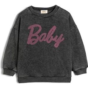 Koton Sweatshirt met lange mouwen voor meisjes, met ronde hals, bedrukt detail, zachte binnenkant, antraciet (928), 4-5 jaar