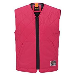 BOSS Heren Okella gewatteerd slim fit vest met logo in wandellook roze 46, roze, 46