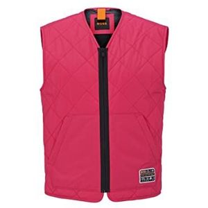 BOSS Heren Okella gewatteerd slim fit vest met logo in wandellook roze 54, roze, 54