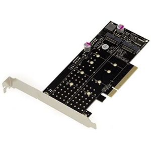 KALEA-INFORMATIQUE PCIe 3.0 x8-controllerkaart voor 2 M.2 NVMe M Key (M2 NGFF) SSD's. met PERICOM PI6C20400ALE chipset.