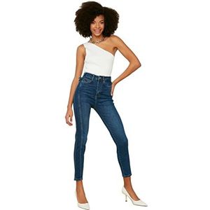 Trendyol Vrouwen Jeans Marineblauwe taille skinny jeans, Marineblauw, 34