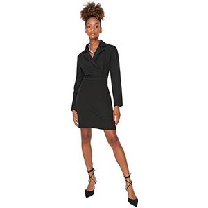 TRENDYOL Dames Woman Mini Bodycon Standing Collar Knit Dress Jurk, zwart, L