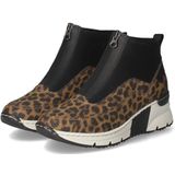 Rieker - Enkellaarsjes - Ombergrijs / Zwart - Imitatieleder - Dierenprint