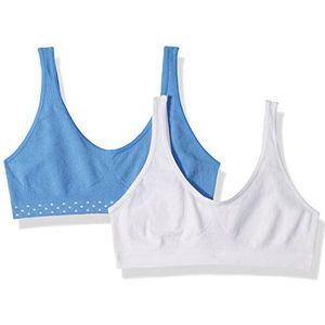 Hanes Dames Training BH (Pack van 2), Blauwe ster witte harten/wit, L